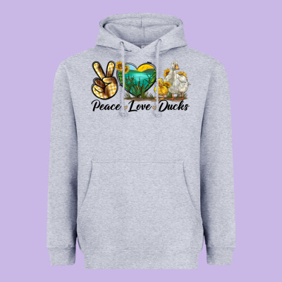 Peace Love Ducks Heavyweight Hoodie Designed By Lillyallendesigns