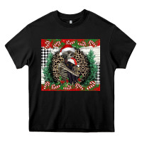 Black Merry Christmas skeleton Heavy Core Tee - NancyCooperArtShop