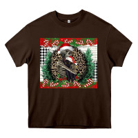 Chocolate Brown Merry Christmas skeleton Heavy Core Tee - NancyCooperArtShop