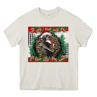 Cream Merry Christmas skeleton Heavy Core Tee - NancyCooperArtShop
