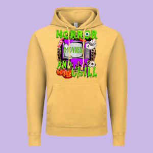 Horror Movies And Chill Vintage Hoodie Designed By Nancycooperartshop