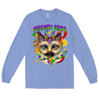 Colony Blue meowdi gras mardi gras cat Long Sleeve Tee - CowGirlArtShop