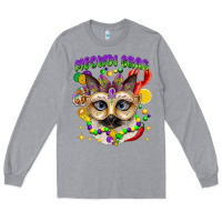 Heather Grey meowdi gras mardi gras cat Long Sleeve Tee - CowGirlArtShop