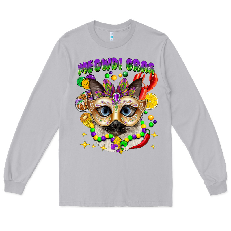 Meowdi Gras Mardi Gras Cat Long Sleeve Tee by CowGirlArtShop | Teevron