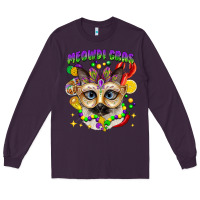Plum meowdi gras mardi gras cat Long Sleeve Tee - CowGirlArtShop