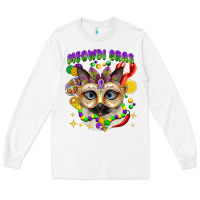 White meowdi gras mardi gras cat Long Sleeve Tee - CowGirlArtShop