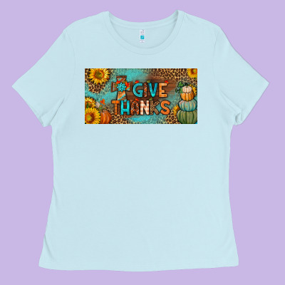 Give Thanks License Plate Ladies Tee Designed By Bundleandbundleshop