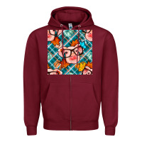 Burgundy fall pig seamless pattern Zipper Hoodie - BundleAndBundleShop