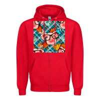 Red fall pig seamless pattern Zipper Hoodie - BundleAndBundleShop