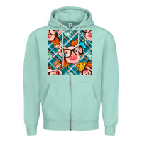 Seafoam fall pig seamless pattern Zipper Hoodie - BundleAndBundleShop