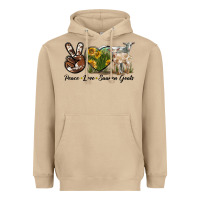 Mushroom Peace Love Saanen Goats Heavyweight Hoodie - LillyAllenDesigns