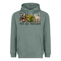 Sage Peace Love Saanen Goats Heavyweight Hoodie - LillyAllenDesigns