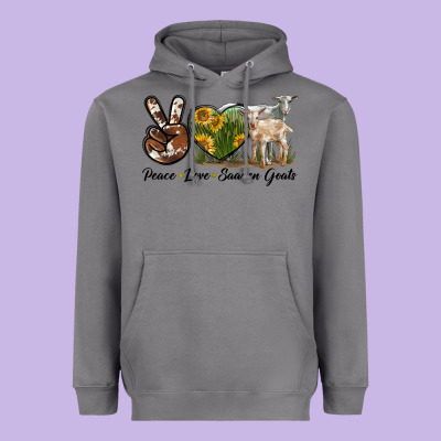 Peace Love Saanen Goats Heavyweight Hoodie Designed By Lillyallendesigns