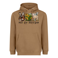 Toasted Coconut Peace Love Saanen Goats Heavyweight Hoodie - LillyAllenDesigns