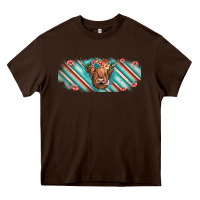 Chocolate Brown cow floral Heavy Core Tee - JahusDesignShop