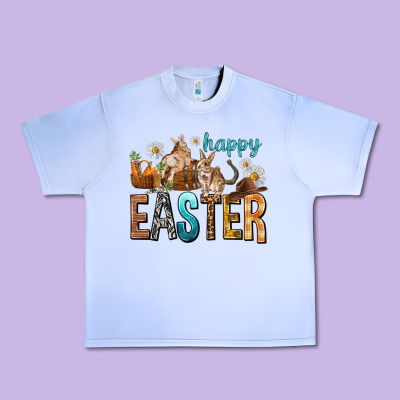 Happy Easter With Cowboy Urban Heavy Tee Designed By Nancycooperartshop