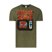 Vintage Olive Horror Movies and Chill Vintage Tee - texasbilliewilder