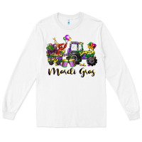 White mardi gras tractor Long Sleeve Tee - CowGirlArtShop