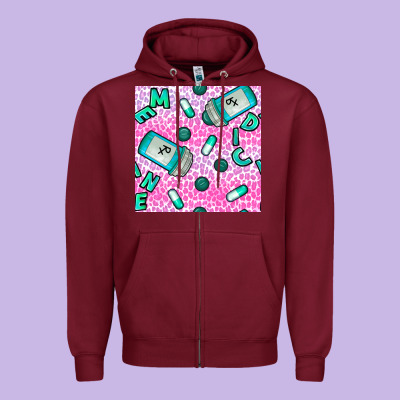 Western Medicine Seamless Pattern Zipper Hoodie Designed By Bundleandbundleshop