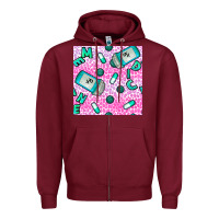 Burgundy Western Medicine Seamless Pattern Zipper Hoodie - BundleAndBundleShop