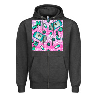 Charcoal Heather Western Medicine Seamless Pattern Zipper Hoodie - BundleAndBundleShop