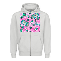 Dove Grey Western Medicine Seamless Pattern Zipper Hoodie - BundleAndBundleShop