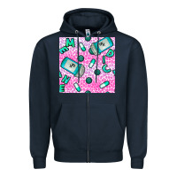 Navy Western Medicine Seamless Pattern Zipper Hoodie - BundleAndBundleShop