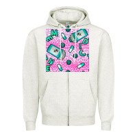 Oatmeal Heather Western Medicine Seamless Pattern Zipper Hoodie - BundleAndBundleShop