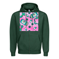 Sports Green Western Medicine Seamless Pattern Zipper Hoodie - BundleAndBundleShop