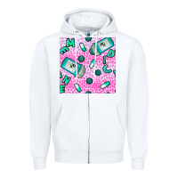 White Western Medicine Seamless Pattern Zipper Hoodie - BundleAndBundleShop