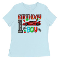 Baby Blue birthday boy 1 Ladies Tee - BundleAndBundleShop
