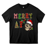 Black Merry af skeleton messy bun Heavy Core Tee - NancyCooperArtShop