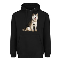 Black Alaskan Malamute Dog Heavyweight Hoodie - LillyAllenDesigns