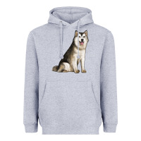 Heather Grey Alaskan Malamute Dog Heavyweight Hoodie - LillyAllenDesigns