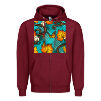 Burgundy autumn leaves seamless pattern Zipper Hoodie - BundleAndBundleShop