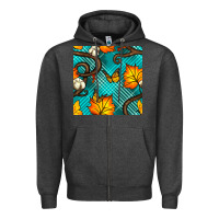 Charcoal Heather autumn leaves seamless pattern Zipper Hoodie - BundleAndBundleShop