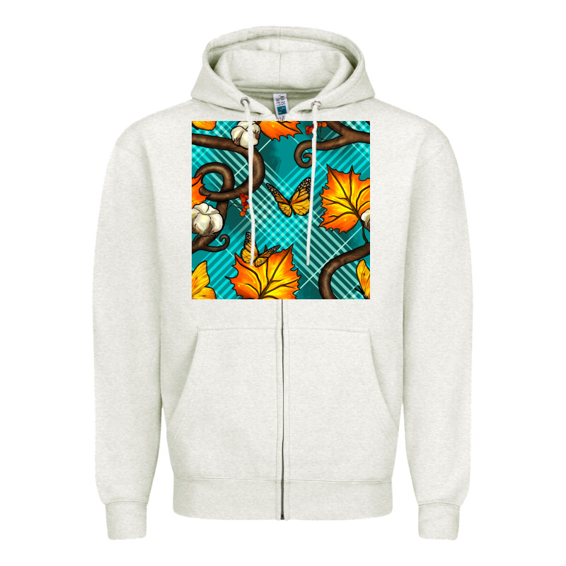 Autumn Leaves Seamless Pattern Zipper Hoodie by BundleAndBundleShop | Teevron