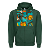 Sports Green autumn leaves seamless pattern Zipper Hoodie - BundleAndBundleShop