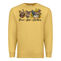 Antique Gold peace love chicken Premium Sweatshirt - LillyAllenDesigns