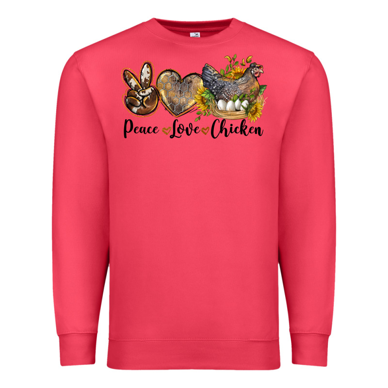 Peace Love Chicken Premium Sweatshirt by LillyAllenDesigns | Teevron