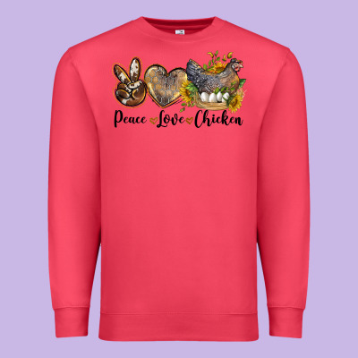 Peace Love Chicken Premium Sweatshirt Designed By Lillyallendesigns