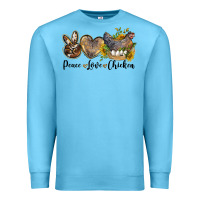 Ocean Blue peace love chicken Premium Sweatshirt - LillyAllenDesigns