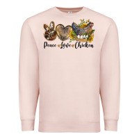 Pale Pink peace love chicken Premium Sweatshirt - LillyAllenDesigns