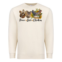 Sandshell peace love chicken Premium Sweatshirt - LillyAllenDesigns