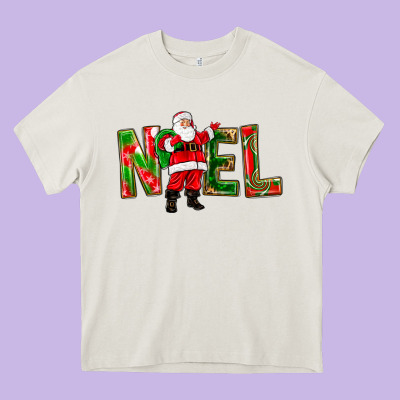 Noel Santa Heavy Core Tee Designed By Nancycooperartshop