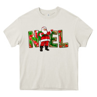 Cream Noel Santa Heavy Core Tee - NancyCooperArtShop
