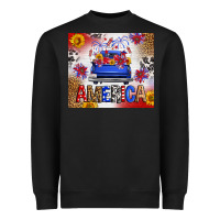 Black Fourth Of July America Truck Heavyweight Sweatshirt - FaDigitalArtStudio