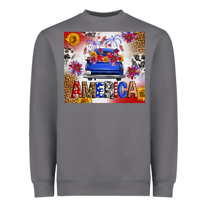 Fourth Of July America Truck Heavyweight Sweatshirt by FaDigitalArtStudio | Teevron