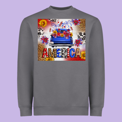 Fourth Of July America Truck Heavyweight Sweatshirt Designed By Fadigitalartstudio