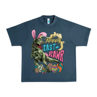 Midnight Navy Happy Easter Day T-rex Urban Heavy Tee - NancyCooperArtShop